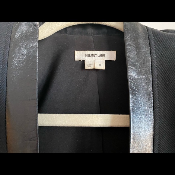 HELMUT LANG STRUCTURED BLAZER SIZE 0 LEATHER BlACK - Picture 4 of 8